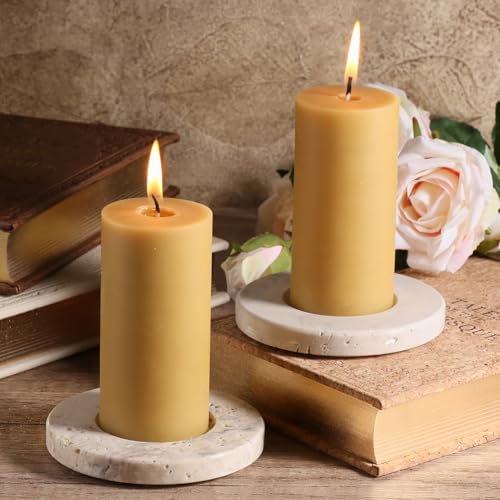 Beeswax Pillar Candles 2 Pack Natural Beeswax Pillar Candles,100% Pure Beeswax Candles- Long Burning,Organic Bees Wax Candles for Home,Church,Parties. (2 Packs) - color: 2 PACKS