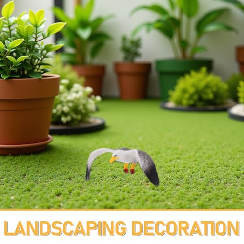 Hemoton Mini Seagull Ornament 3.14In Desktop Decoration Lifelike Bird Craft Sculpture for Indoor Outdoor Display Table Accent