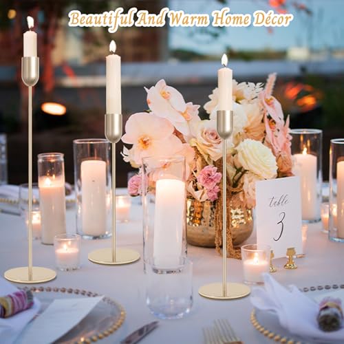 18 Pcs Glod Candle Holders Set, Vintage Taper & Pillar Candle Sticks for Wedding, Dining Table, Fireplace Mantel, Elegant Home Decor, Housewarming Gift, Festive Centerpiece - color: Gold, size: 18 pcs