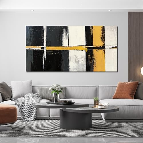 Canvas Wall Art Decor Large Wall Art Pictures for Living Room Black and White Wall Art Decor Abstract Art Work Modern Black Yellow Abstract Wall Art Prints For Bedroom Office Home Wall Decor 24"x48" - color: XY-F, size: 48"L x 24"W
