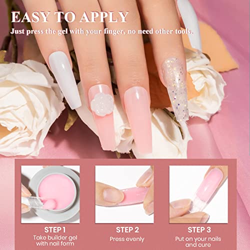MIZHSE 3D Nail Gel Nail Art Sculpture, Non-Sticky 4 Colors Solid Builder Gel Nude Clear White Pink Hard Builder Nails UV LED Molding Gels Nail Extension for Salon Manicure Home DIY - color: 0-0-Classic Colors