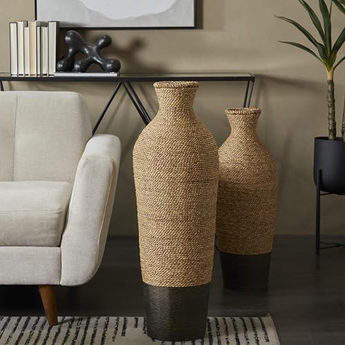 Deco 79 Seagrass Handmade Decorative Vase Tall Woven Floor Centerpiece Vase, Vase for Home Decoration 11" x 11" x 33", Brown - size: 11" x 11" x 33"