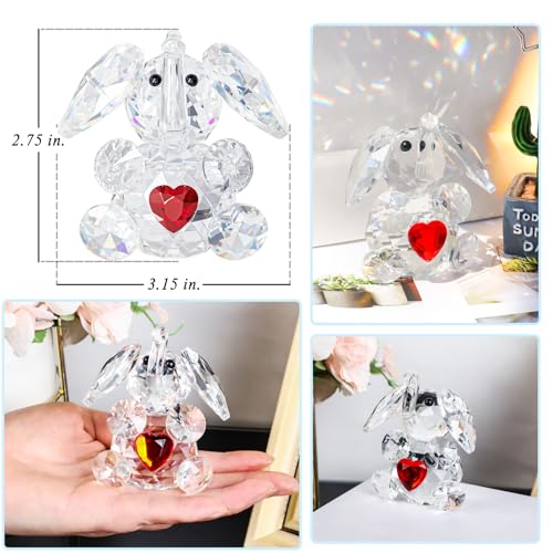 YWHL Cute Crystal Elephant Gifts for Women, Handmade White Elephant Gift Ideas, Small Drunk Animal Decor, Figurine Collection for Home Decoration - color: Red Heart