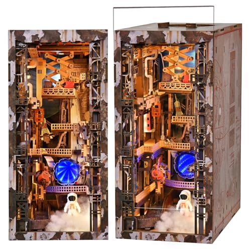 CCCDF Book Nook Kit - DIY Miniature House Dollhouse Kit for Adult and Teens, Tiny House Bookshelf Decor 3D Wooden Puzzle, Gifts for Family, Friends (Aerospace Foundry) - style: Aerospace Foundry