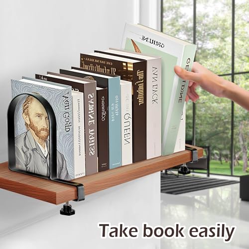 Metal Book Ends for Shelves - Heavy Duty Adjustable Bookends Clamped Metal Book Organizer Storage Holders, Non-Skid Bookends Stoppers - style: Swivel