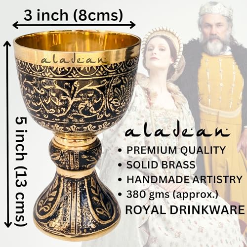 Vintage Chalice Medieval Goblet | 1x Solid Brass Red Wine Glass Cups of Royal King Arthur - Renaissance, Birthday Gifts Christmas Wedding Anniversary Novelty Ceremonial Drinkware (Duke Goblet) - style: Duke Goblet