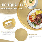 MAONAME 13" Gold Round Decorative Tray for Coffee Table, Modern Serving Tray with Handles, Foil Ottoman Trays, Bathroom Decor - size: 13"