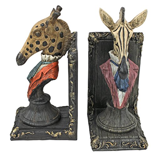 Design Toscano Serengeti Soiree Giraffe and Zebra Bookends - style: Giraffe and Zebra
