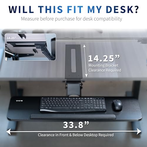 VIVO Adjustable Computer Keyboard and Mouse Platform Tray, 34 x 10 inch Ergonomic Under Table Desk Mount Drawer Underdesk Shelf, Black, MOUNT-KB36B - color: Black, size: 34"
