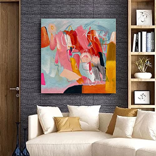 Art Hand Painted Modern Abstract Art Oil Painting Color Home Wall Art Deco 24x24 inches - color: Yi017