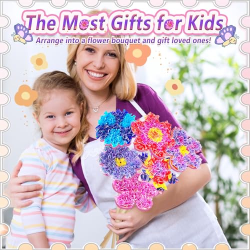 JRD&BS WINL Poke in Fun Art Kit for Kids Ages 3 up, Flower Bouquet Creative Decor Mess Free Art Set for Children Fun Activity Gifts for Boy and Girls 4-8 Year Old DIY Fabric Craft (Flower Bouquet) - style: Flower Bouquet