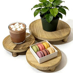 6"/8"/10" 3pcs Round Wood Riser - Plant Risers Stand for Decor - Wood Pedestal Stand Display for Kitchen Counter- Decorative Wooden Risers for Desktop/Bathroom/Livingroom/Bedroom