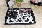 MCBZ Living Room Decorative Tray, Serving Tray, Coffee Table Tray, Leather Tray, Hardware Handle 16.5 x 12.6 inches (Black) - color: Black/White Cow Pattern