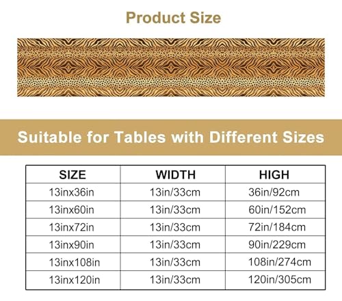 Wild Charm Animal Fur Table Runner Leopard Print Tablerunner for Kitchen Cafe Dining End Table Sofa Holiday Wedding Home Decor 13x36in - color: Fur-13, size: 13x36in