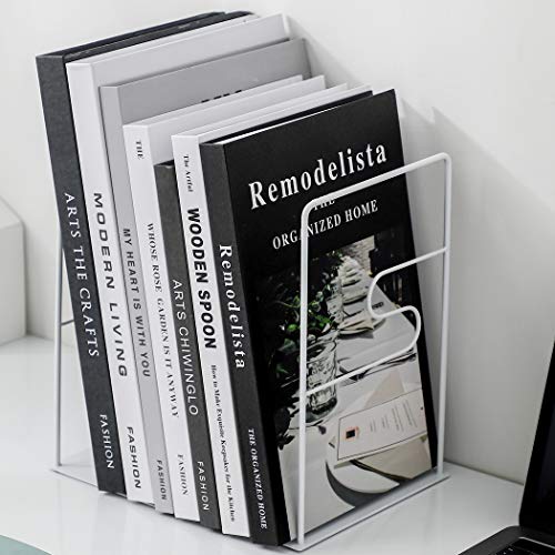 Minimalist Style Bookends Metal Adjustable Books Holder Stand Book Rack Desk Bookend - Z line, White - color: Z Line, White