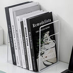 Minimalist Style Bookends Metal Adjustable Books Holder Stand Book Rack Desk Bookend - Z line, White - color: Z Line, White
