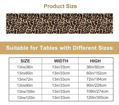 Brown Leopard Print Table Runner,Cheetah Animal Tiger Skin Pattern Art Kitchen Dining Table Decoration for Home Party Decor Table Runners 13x36in - color: Brown, size: 13x36in