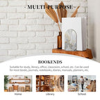 Decorative Bookends 2 Pcs White Golden Marble Print Wood Bookends for Shelves Heavy Books Kids Non-Skid Book Ends Stoppers for Office Desk Kitchen School