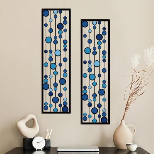 ShxTrade Geometric Metal Wall Decor, Modern Minimalist Geometric Wall Art 3D Abstract for Living Room Metal Wall Sculpture Hanging for Home Bedroom Office (Blue) - color: Blue
