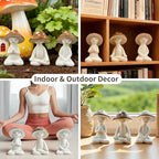 Meditation Mushroom Resin Statues – Cute Yoga Mushroom Figurines for Desk, Home, Office & Garden Decor – Zen Resin Sculptures for Living Room, Patio, Tabletop & Backyard (3 Pack, Mushroom) - size: 3 Pack