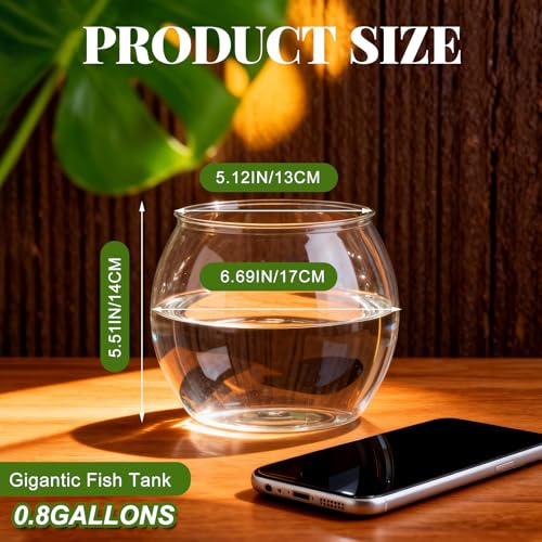 Geelin 0.8 Gallon Plastic Fish Tank Large Bowl Shatterproof with Crystal Clear Clarity for Terrarium, Flower Vase Centerpiece Gift for Fish Lovers (Round) - size: 0.8 Gallon, style: Round