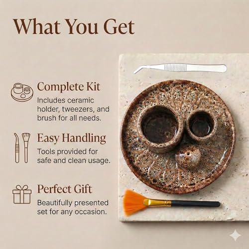 Palo Santo Sticks Holder, Multi-Purpose Handmade Ceramic Incense Burner for Palo Santo Incense Sticks, Sage Holder for Burning, Ash Catcher Tray for Meditation Yoga Room-Brown White - color: Brown White