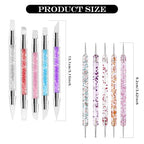 10PCS Nail Art Gel Carving Pen Rhinestone Handle Silicone Nail Art Pen Brushes for Design Foil Carving Drawing 3D Effect Shaping Drawing Dotting Tool - color: 10 pcs style C