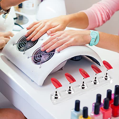 Nail Stand Acrylic Nail Art Display Stand Magnetic Nail Tips Practice Holder 54 Pcs Reusable Adhesive Putty for DIY Painting Nails Stand kit (silver) - color: silver
