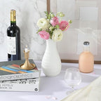White Plastic Flower Vase, Ceramic-Look Decorative Vase for Flowers, Small and Cute for Home Living Room Dining Wedding Bouquet Decor (8 inches)