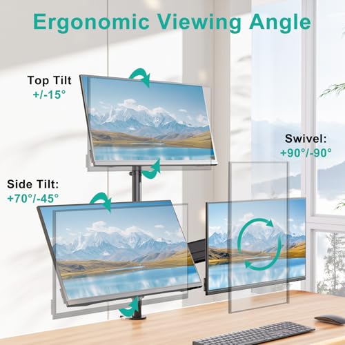 WALI Triple Monitor Mount for 13-27 inch Screens, Taller 3 Monitor Desk Mount, up to 19.8lbs, 31.9 inch Height Max, Adjustable Triple Monitors Stand, VESA 75/100mm (GSDM003S), Black - size: 13"-27", style: Triple Arms