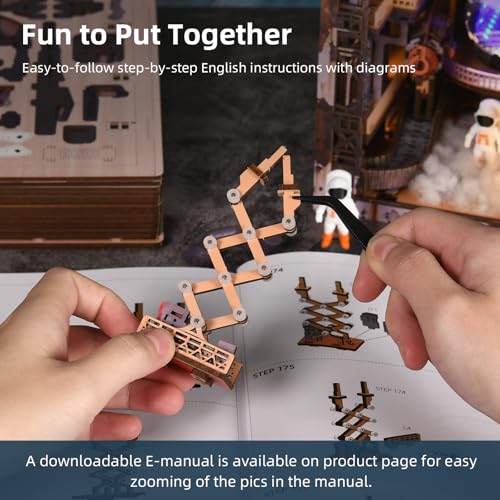 MiniCity Book Nook Kit - Industrial Space 3D Miniature Sci-Fi Scene with LED Lights, 340 Pcs DIY Assembly for Bookshelf Decor (Aerospace Foundry) - style: Aerospace Foundry