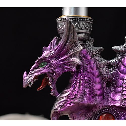 Double Head Dragon Taper Candle Holder, Black Resin Candlestick for Home Decor, Dining Table, Living Room, Coffee, Table Centerpiece(Blue)
