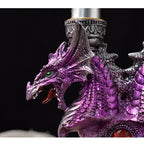 Double Head Dragon Taper Candle Holder, Black Resin Candlestick for Home Decor, Dining Table, Living Room, Coffee, Table Centerpiece(Blue)