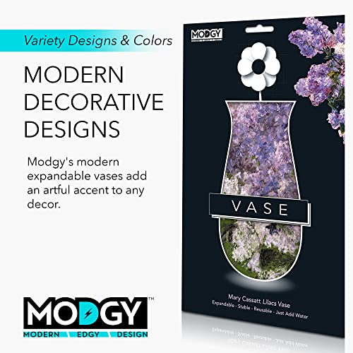 MODGY Collapsible and Expandable Flower Vase Plastic Decorative Modern Centerpieces Dining Table Decor Living Room Bathroom Wedding Office, Mary Cassatt Lilacs - style: Mary Cassatt Lilacs
