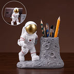BUTILIVEEN Astronaut Pen Pencil Holder with Phone Stand, Resin Spaceman Pen Container Cell Phone Stand for home Office Desktop Decoration, Gifts for Space Lovers, Gifts for Christmas - style: Phone Pen Holder