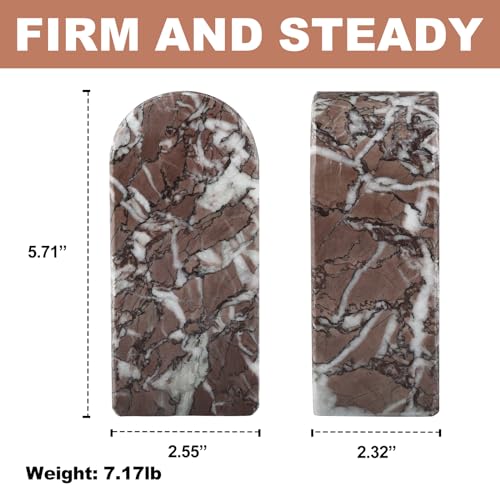 Koville Turkish Natural Marble Bookends for Shelves, Decorative Book Ends, 7lbs Heavy-Duty Marble Book Holders, Bookshelf Apartment Decor for Normal Books/CD/Video Games(Leopard) - color: Purple White Marble-leopard, size: 7lb