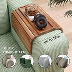 Sofa Arm Tray,Acacia Wood Folding Couch Arm Tray,Sofa Armrest Trays with Anti-Slip Pad for Drinks,Snacks,Phone,Remote Control 2 PC - style: 2 PC