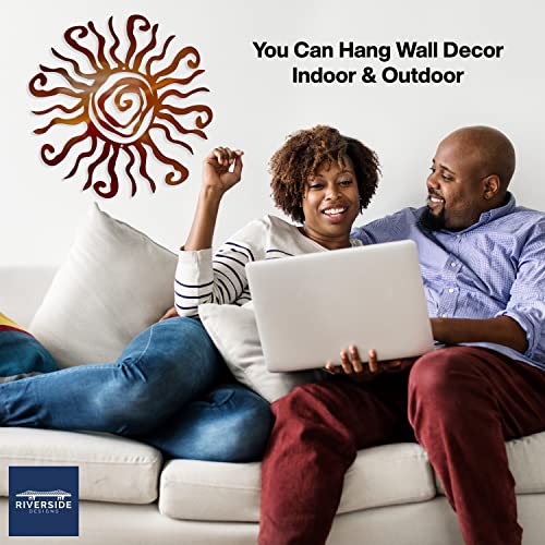 Riverside Designs Wacky Sun Metal Wall Art Indoor/Outdoor Decor - 30" Copper Rust Proof Wall Sculpture - Made in USA - Ideal for Bedroom, Garden, Home, Patio and Farmhouse - color: Copper, size: 30"L x 30"W