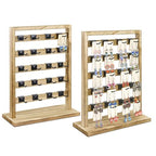 Ikee Design Free Assemble 2 Pcs Set Wooden Jewelry Display Rack with 20 Removable Metal Hooks/Each, Earring Display Holder Stand for Earring,Necklaces,Bracelet, Keychain Stand, Oak Color - color: b) Oak, 2 Pieces