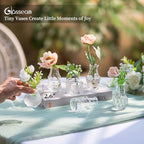 Glasseam Small Bud Vases for Centerpieces: 20PCS Mini Clear Glass Vase Set for Flowers Decor Wedding Party Baby Shower Dining - 2.7" Tiny Table Decorations Centerpiece