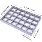 Mornajina 24 Grids Stackable Jewelry Tray Organizer with Removable Dividers, Velvet Jewelry Display Tray for Earrings Necklaces Bracelet Rings Display Showcase - Grey - color: Grey