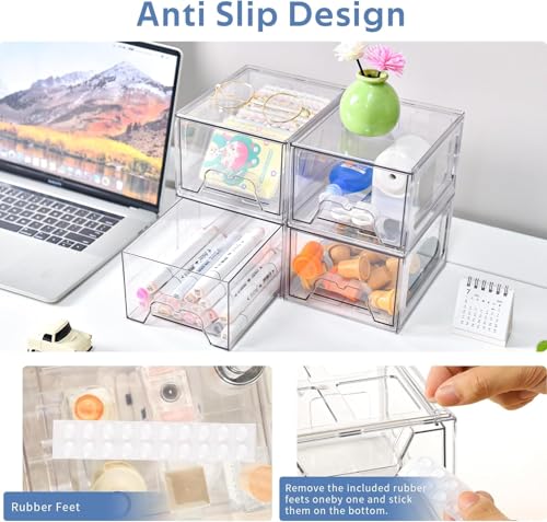Plastic Drawers Storage, 8 Pack Clear Stackable Storage Drawers, Acrylic Storage Bins with Drawers for Fridge Organizers, Small PlasticDrawers Stackable for Makeup Organizers Cosmetic Display - size: 8Pack Standard