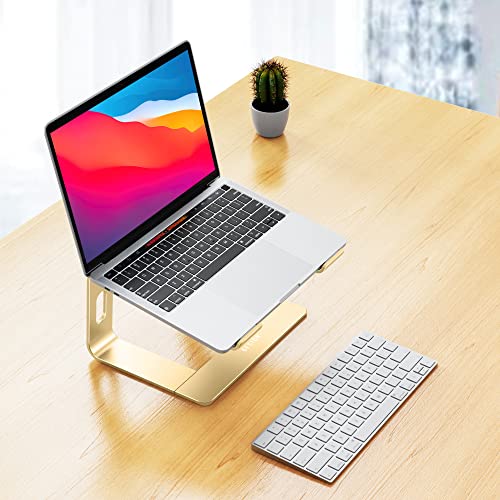 BESIGN LS03 Aluminum Laptop Stand, Ergonomic Detachable Computer Stand, Riser Holder Notebook Stand Compatible with Air, Pro, Dell, HP, Lenovo More 10-15.6" Laptops, Gold - color: F-Gold