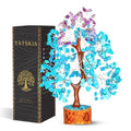 YATSKIA Turquoise and Amethyst Crystal Tree of Life - Gemstones and Crystals - Crystal Decor - Good Luck Gifts - color: Turquoise and Amethyst Silver Wire