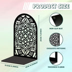 Peacoblue Metal Bookends for Shelves, Modern Decorative Heavy Duty Study Book Ends Stoppers for Office, Desk, Shelf, Room 5.3"x4.3"x7.9" Cast Iron Simple Tall Bookends 1 Pair (Mandala Pattern) - style: Mandala Pattern