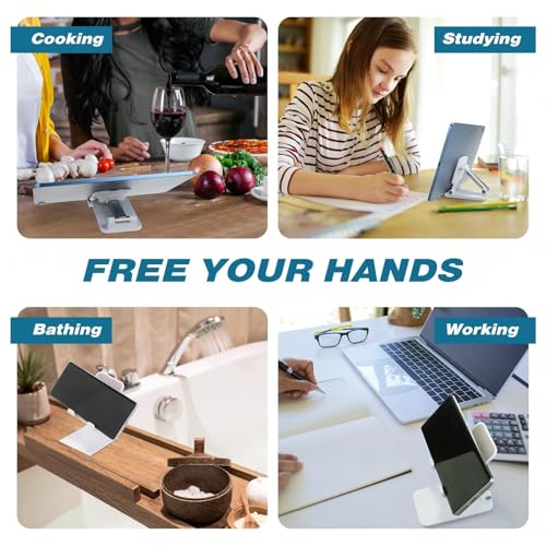 Wonderjune 12 Pcs Cell Phone Stand for Desk Phone Holder Stand Foldable Angle Height Adjustable Portable Holder Tablet for Office Travel Photography (White) - color: White