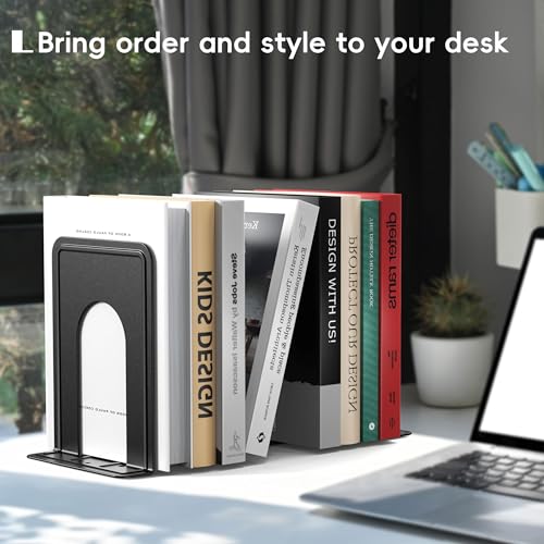 Optomni Bookends, Book End Supports Heavy Duty Metal Bookend Support, Book Ends Supports for Shelves Decor Home Office School 2 Pairs (Black, 4 Pairs/8 Pieces) - color: Black, size: 4 Pairs/8 Pieces