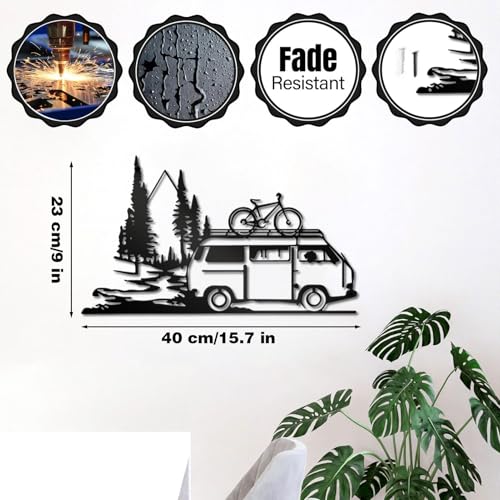 Vintage Camper Van Metal Wall Art - Iron Rustic Travel-Themed Decor , Edition Adventure-Inspired Home Decor for Living Room, Bedroom, Office, Camper Decor, Artistic Metalwork, Decorative Plaque, Adventure Seekers - color: Camper Van