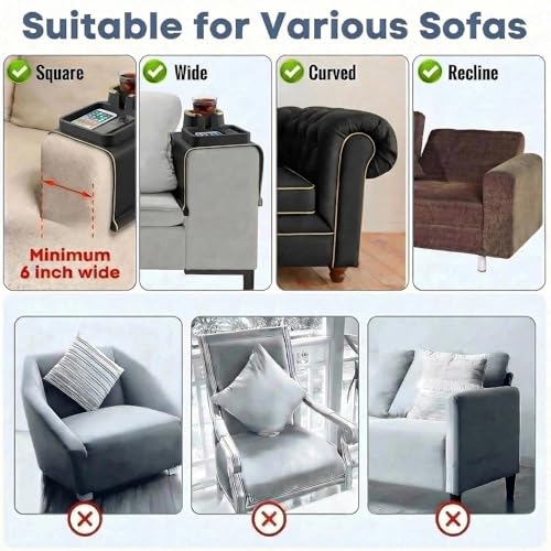 Luxury Gold Trim Couch Cup Holder Tray - Weighted Silicone Anti-Spill Sofa Armrest Organizer, Non-Slip Recliner Tray Table for Drinks, Remote, Phone - Fits Most Couch Arms, Home Gift,Black - color: Black