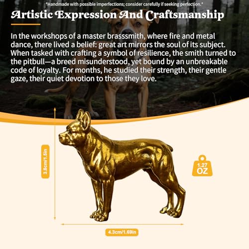 CHOVY Vintage Brass Pitbull Figurine - 100% Solid Heavy Metal Standing Dog Statue Collectible Oddities and Curiosities Office Desk Decor Masculine Home Decor Man Cave Art - color: Pit Bull